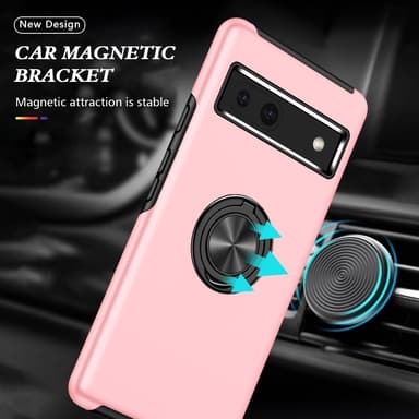Till Pixel 8a Hybrid skal med Finger Ring - Rosa