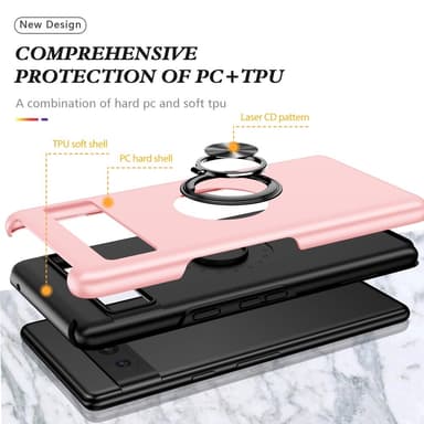 Till Pixel 8a Hybrid skal med Finger Ring - Rosa