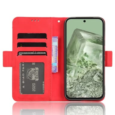 Till Google Pixel 8a Plånboksfodral med korthållare  - Röd