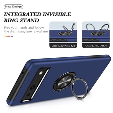 Till Pixel 8a Hybrid skal med Finger Ring - Blå