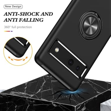 Till Pixel 8a Hybrid skal med Finger Ring - Svart