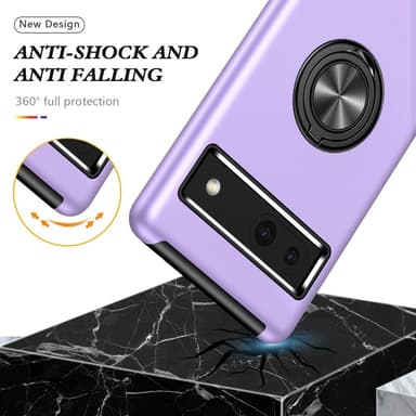 Till Pixel 8a Hybrid skal med Finger Ring - Lila