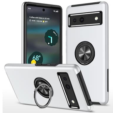 Till Pixel 8a Hybrid skal med Finger Ring - Silver
