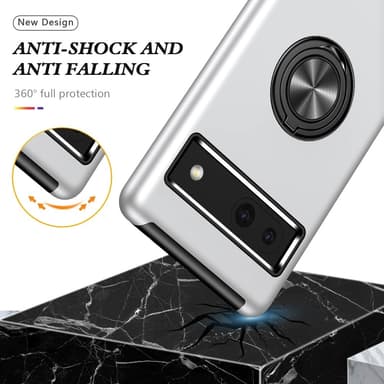 Till Pixel 8a Hybrid skal med Finger Ring - Silver
