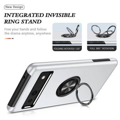 Till Pixel 8a Hybrid skal med Finger Ring - Silver