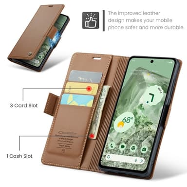 CASEME Plånboksfodral till Pixel 8a - Brun