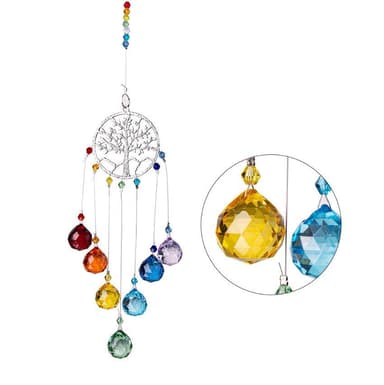 Suncatcher ljusfångare med träd och färgglada glasprismor