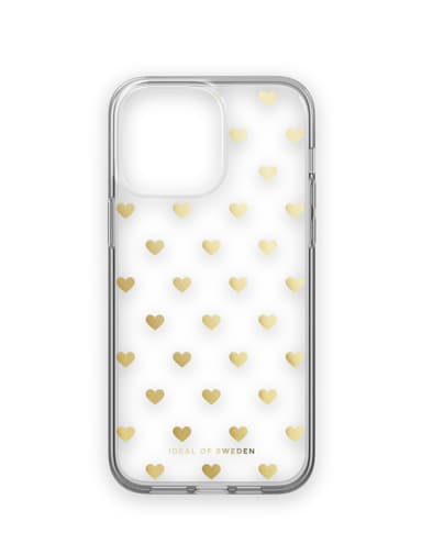 Clear Case iPhone 14PM Golden Hearts