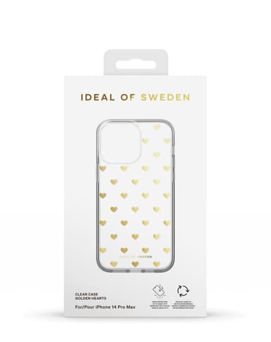 Clear Case iPhone 14PM Golden Hearts