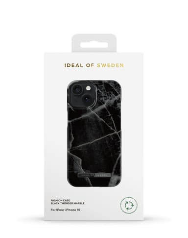 Printed Case iPhone 15 Black Thunder Marble