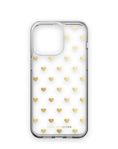 Clear Case iPhone 15PM Golden Hearts