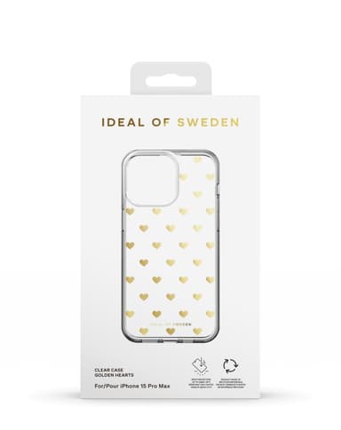 Clear Case iPhone 15PM Golden Hearts