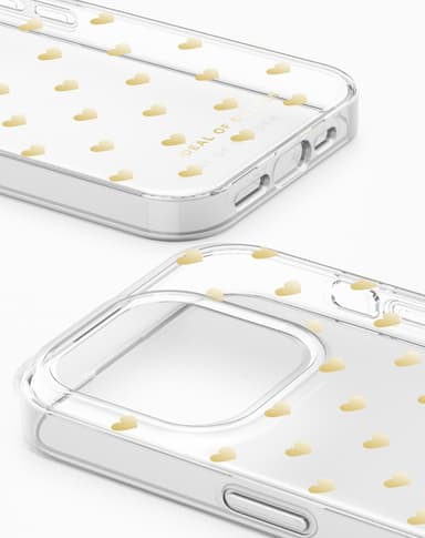 Clear Case iPhone 15PM Golden Hearts