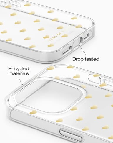 Clear Case iPhone 15PM Golden Hearts