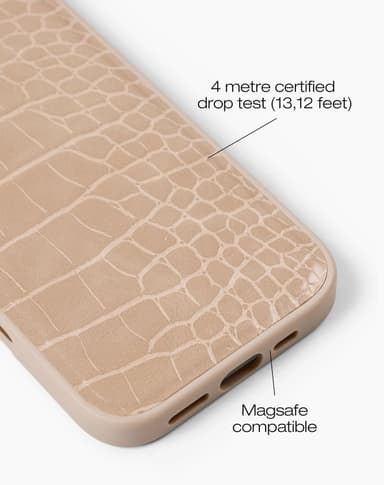 Vegan Leather Case MagSafe iPhone 16 Warm Beige Croco