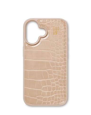 Vegan Leather Case MagSafe iPhone 16 Warm Beige Croco