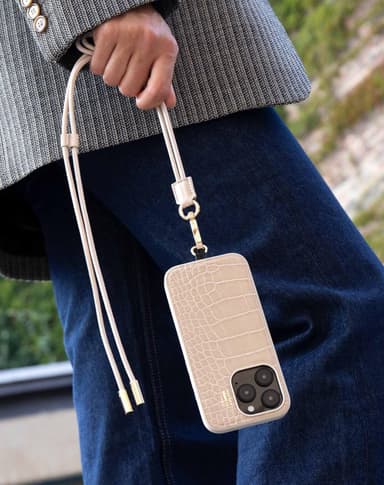 Vegan Leather Case MagSafe iPhone 16 Warm Beige Croco
