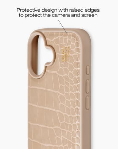 Vegan Leather Case MagSafe iPhone 16 Warm Beige Croco