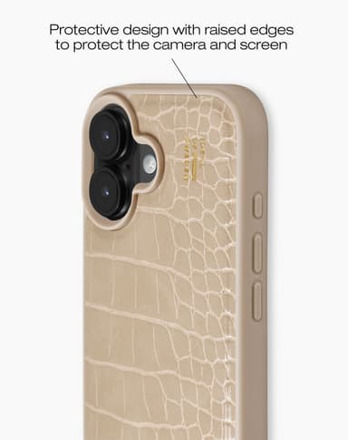 Vegan Leather Case MagSafe iPhone 16 Warm Beige Croco