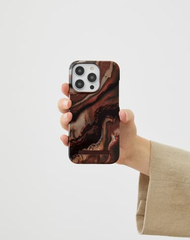 Printed Case MagSafe iPhone 15 Dark Amber Marble