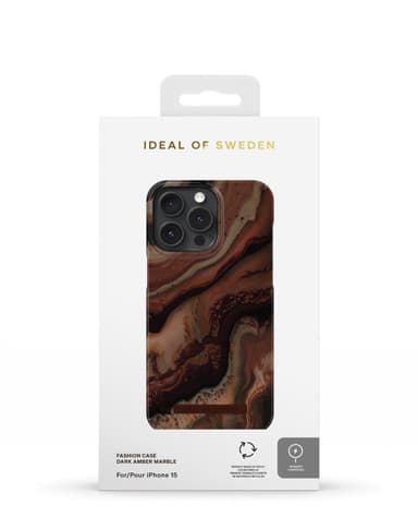 Printed Case MagSafe iPhone 15 Dark Amber Marble