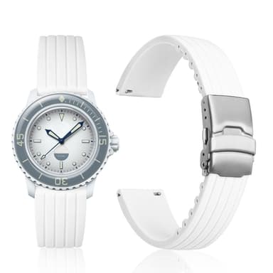 Silikon klockremsbyte för Blancpain X Swatch Vit