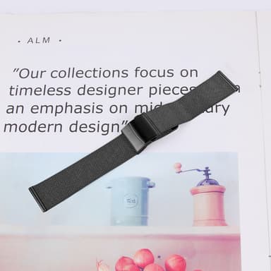 22mm Klockarmband i Rostfritt stål för Samsung/Huawei Svart