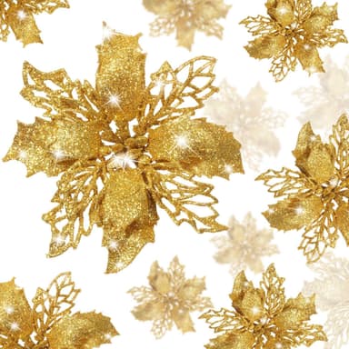 Konstgjorda blommor juldekoration 5-pack Guld