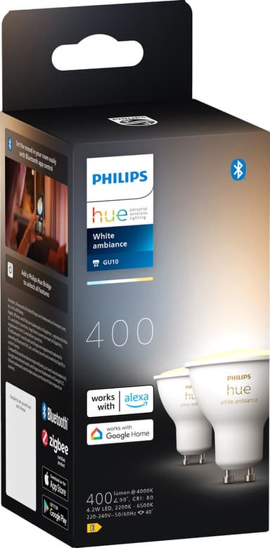 Philips Hue LED-lampa GU10 4,2W (2-pack)