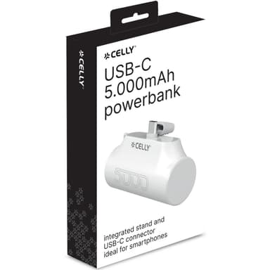 Celly PBC5000 Kompakt PowerBank med USB-C-kontakt 10,5W 5000mAh Vit