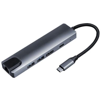 USB-C Hubb 5 portar, grå