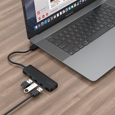 USB-hubb USB till 4 USB-ingångar med ultrasnabb dataöverföring