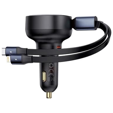 Baseus Enjoyment Billaddare med USB-C & Lightning 60W - Svart
