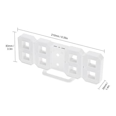 3D LED digital väckarklocka Vit