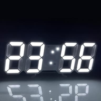 3D LED digital väckarklocka Vit