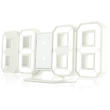 3D LED digital väckarklocka Vit
