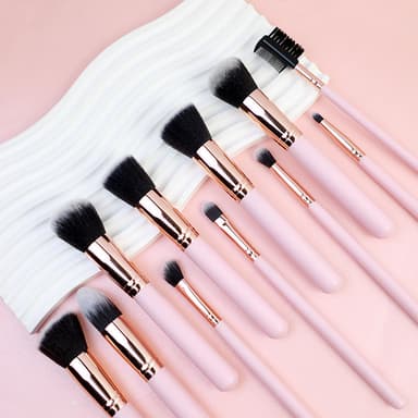 16-pack professionell makeupborstesats Rosa