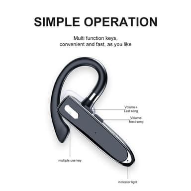 Öronsnäcka Bluetooth 5.1 Svart