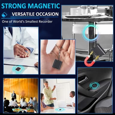 Röstinspelare mini magnetisk 4 delar 16 GB Svart