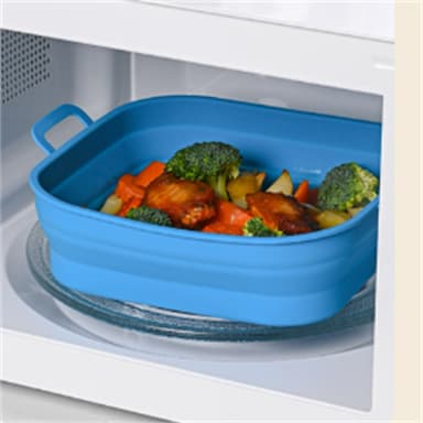 Hopfällbar fyrkantig Air Fryer silikonform 17.5 cm Blå