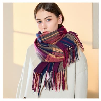 Cashmere-liknande linje rutnät scarf mångsidig brittisk stil Flerfärga