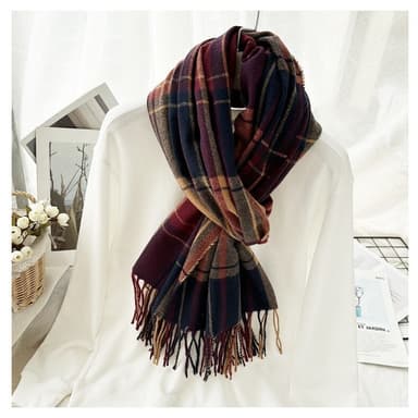 Cashmere-liknande linje rutnät scarf mångsidig brittisk stil Flerfärga