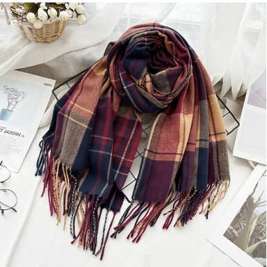Cashmere-liknande linje rutnät scarf mångsidig brittisk stil Flerfärga