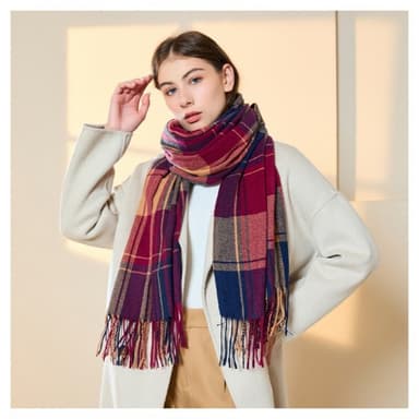 Cashmere-liknande linje rutnät scarf mångsidig brittisk stil Flerfärga