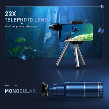 Telefonkamera 22X tele/205° fisheye/0,67X vidvinkelobjektiv/25X makroo