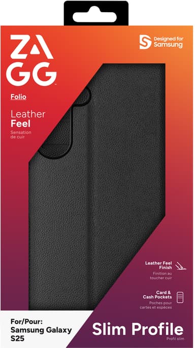 Zagg Samsung Galaxy S25 plånboksfodral (svart)