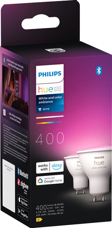 Philips Hue WAC glödlampa 4,2W GU10 ( 2 pack)