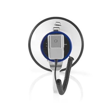 Nedis Megafon | Maximal räckvidd: 1500 m | Maximal volymkontroll: 135 dB | Avtagbar mikrofon | Inbygd siren | Axelrem | Blå / Vit