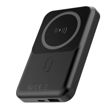 Forever MATB-100 Powerbank med trådlös laddning, PD QC 22.5W 10000 mAh, Svart