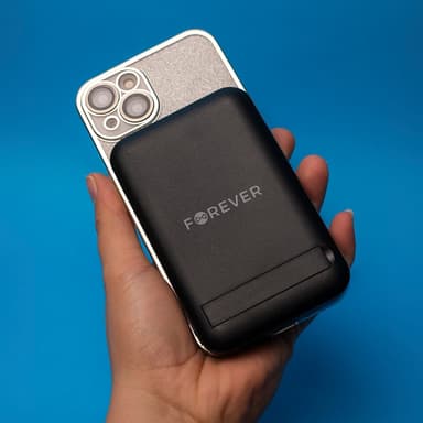 Forever MATB-100 Powerbank med trådlös laddning, PD QC 22.5W 10000 mAh, Svart